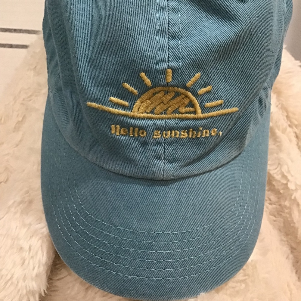Life Is Good Women Hello Sunshine Cap Cotton Blue Casual embroidered graphic - Picture 1 of 8